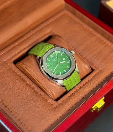 Wristive Patek Aquanaut Silicon Strap Stainless Steel Green Dial with Date