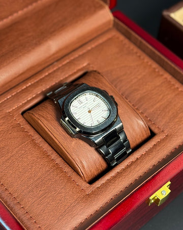 Wristive Patek Nautilus Black with White Dial Stainless Steel