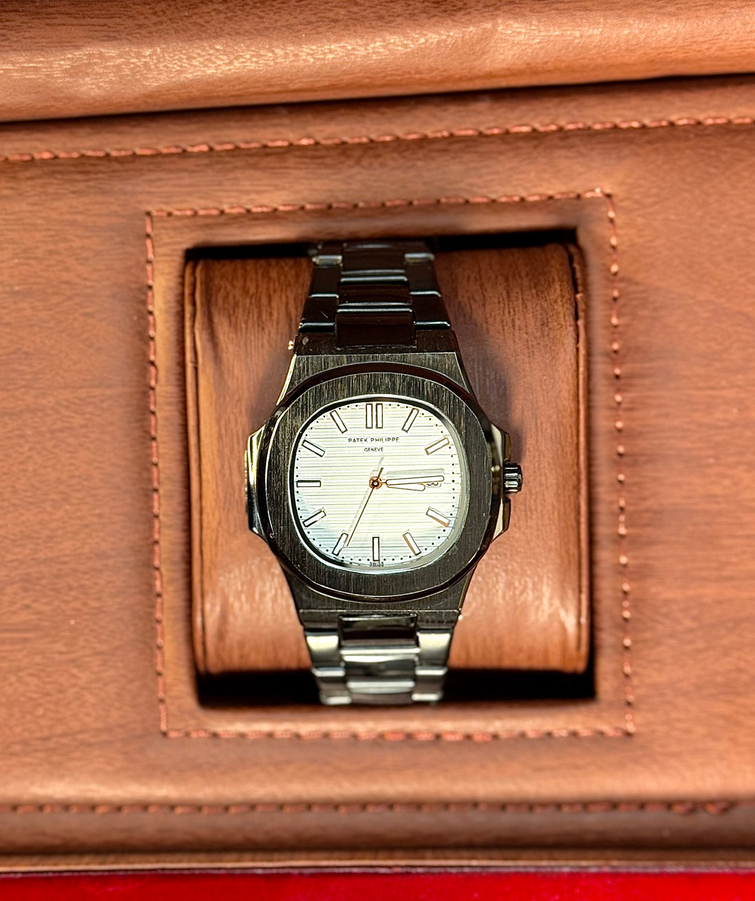 Wristive Patek Nautilus Black with White Dial Stainless Steel