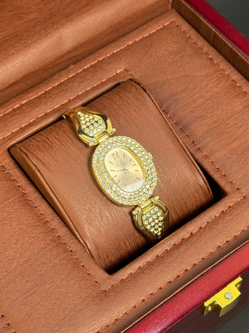 Wristive Female CRT Mini Oval Gold Watch Bracelet Designer Jewelry Slim Profile