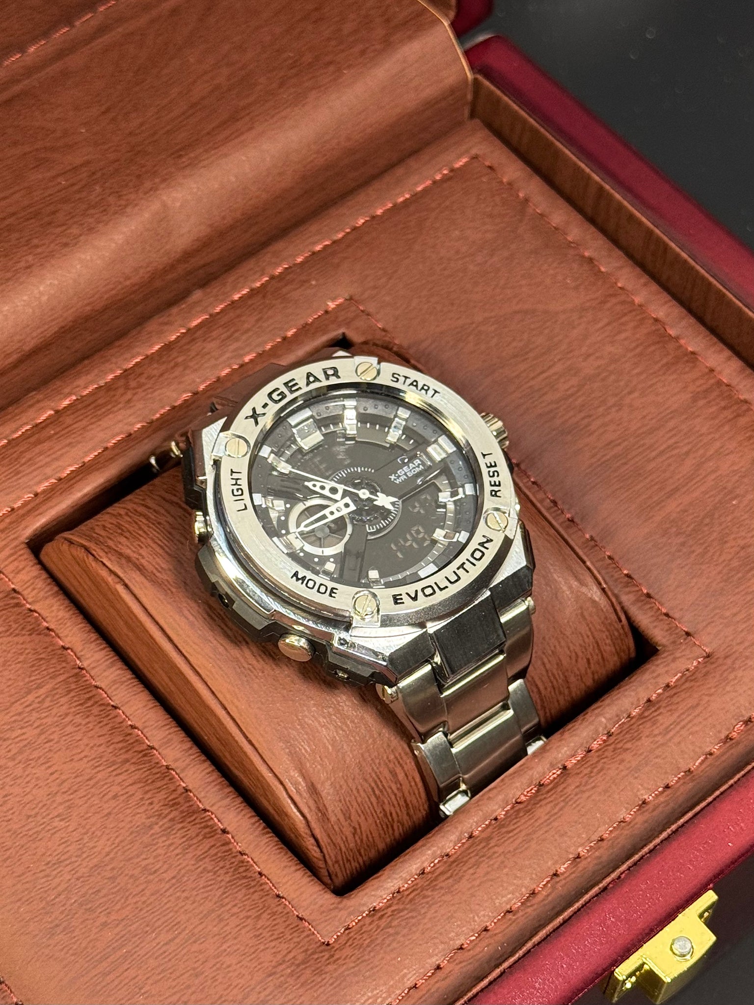 X-GEAR Evolution Men’s Chronograph Watch Analog + Digital Stainless Steel Multi-Function Sports Edition