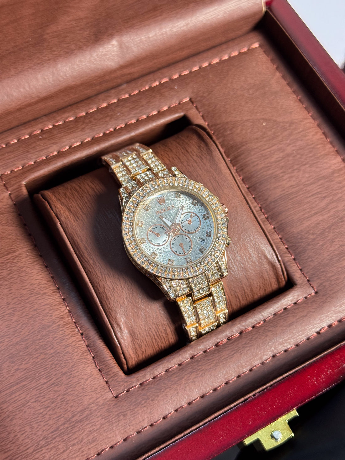 Wristive RLX Ladies Iced Watch – White Dial with Date