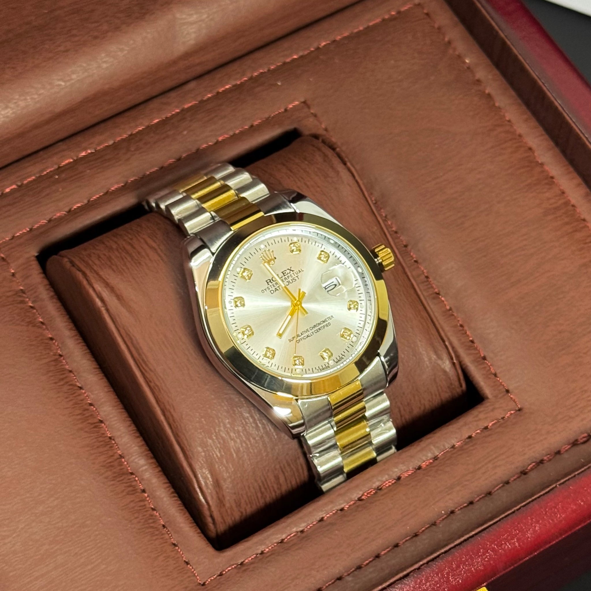 Wristive Men’s RLX Automatic-Movement Stainless Steel Watch – Glass Back with Pendulum