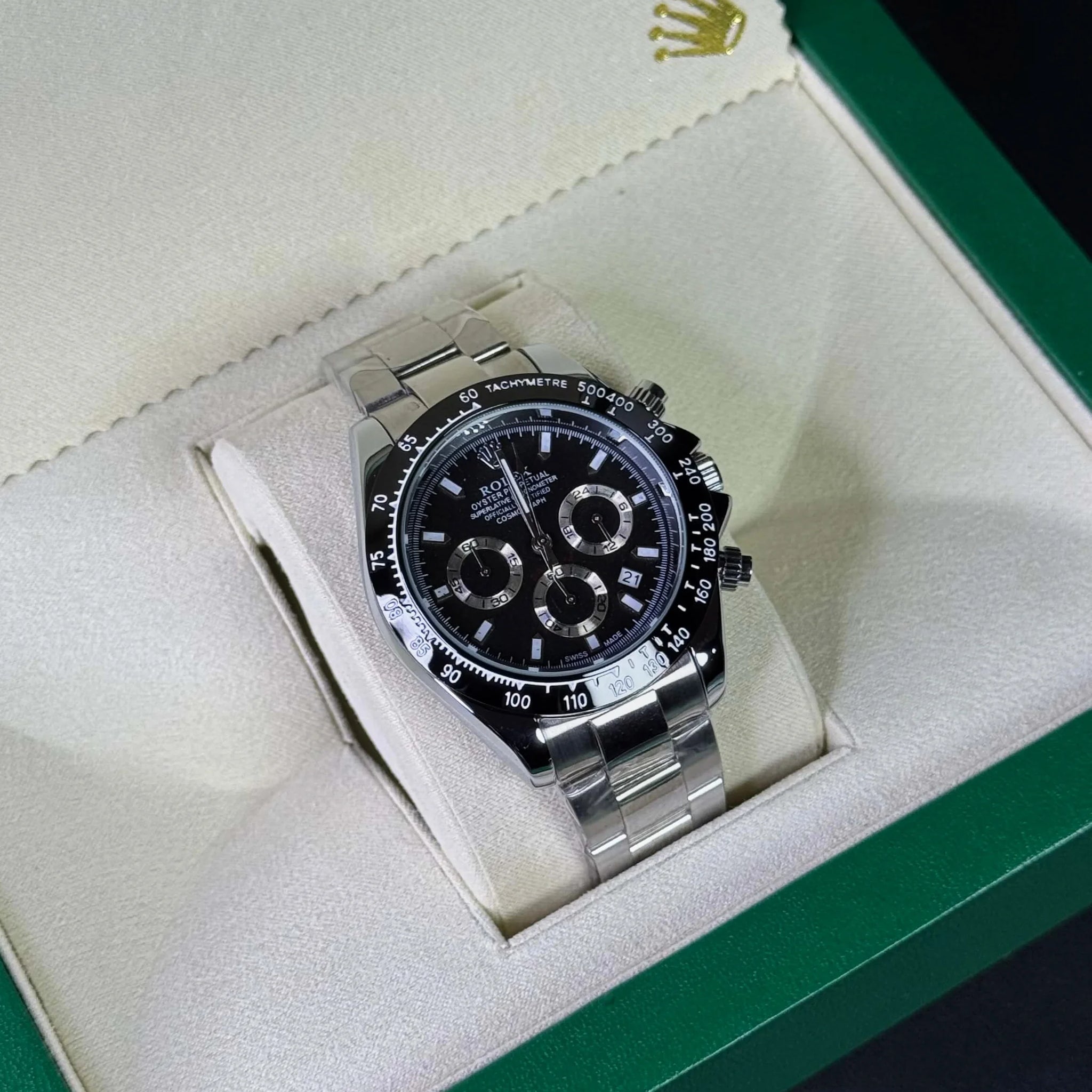 Wristive RLX Chronograph Stainless Steel Watch - Black & White Dial